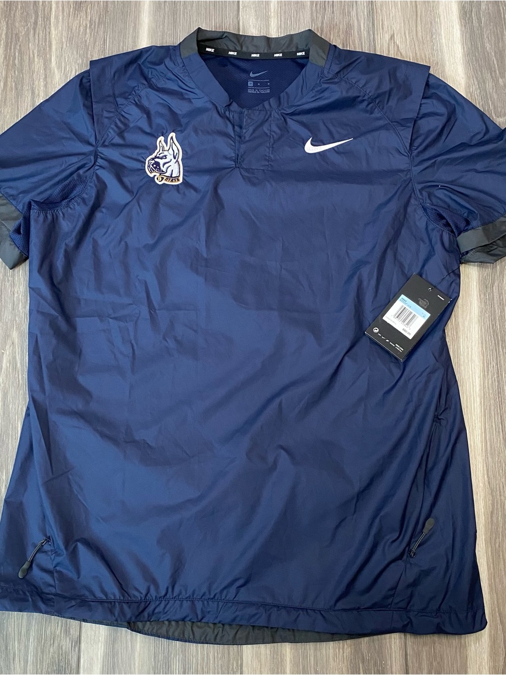 Nike Bluefield State Pullover Men M Short Sleeve Windshirt Baseball Jacket NWT